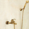 Antique Brass Wall Mounted Shower Tap Set: Rainfall Single Handle Two Holes Shower Mixer Taps with Hot and Cold Switch