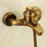 Antique Brass Wall Mounted Shower Tap Set: Rainfall Single Handle Two Holes Shower Mixer Taps with Hot and Cold Switch