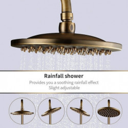 Brass Single Handle Three-Hole Wall Mounted Shower System: Rainfall Shower Vintage Style, Ceramic Valve Bath Shower Mixer Taps w