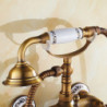 Rainfall Shower Vintage Style Antique Brass Wall Mounted Shower Tap Set: Ceramic Valve Bath Shower Mixer Taps