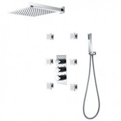 12 Inch Chrome Shower Taps Set: Complete with Brass Shower Head and Solid Brass Handshower, Wall Mounted Rainfall Shower Head Sy