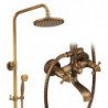 Vintage Style/Country Antique Brass Wall Mounted Shower System Set: Waterfall Handshower Included, Pullout, Ceramic Valve Bath S