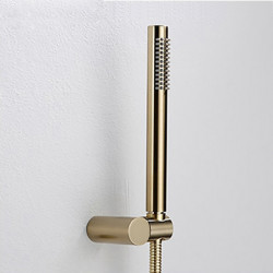 Golden Round Shower System Tap Set: Rainfall Shower Head 8 inch, Rough In Valve and Trim Kit Combo Kit, High Pressure Heldhead W