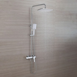 Contemporary Electroplated Wall Mounted Shower System Set: Handshower Included, Ceramic Valve Bath Shower Mixer Taps