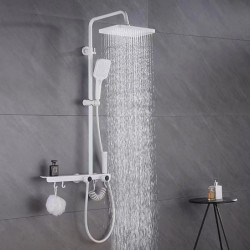 Contemporary Painted Finishes Wall Mounted Shower Tap Set: Shower System Rainfall Shower Head System Handshower Included Multi S