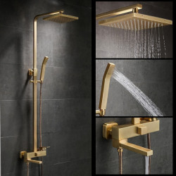 Rainfall Shower Antique Vintage Style Nickel Brushed Electroplated Wall Mounted Shower System Tap Set: Rainfall Shower Head Syst