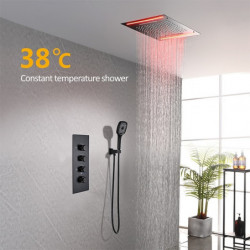 Contemporary Painted Finishes Wall Mounted Shower Tap Set: Rainfall Shower Head System Thermostatic Mixer Valve Set, Rainfall Sh