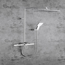 Contemporary Chrome/Electroplated/Painted Finishes Wall Mounted Shower System Tap Set: Handshower Included, Mount Outside Cerami