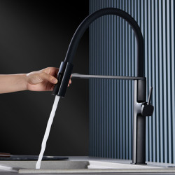 High end black brass kitchen Tap magnetic suction design dual function single handle cold and hot dual control sink Tap