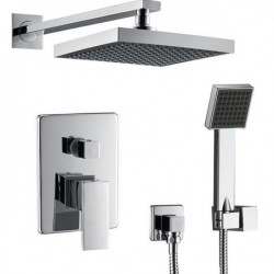 Concealed Shower Tap Combo Set: 8" Shower Head, Mixer Rough In Valve Rainfall High Pressure Head with Handheld, Wall Mounted Tub