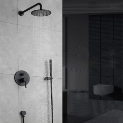 Concealed Shower Tap Combo Set: 8" Shower Head, Mixer Rough In Valve Rainfall High Pressure Head with Handheld, Wall Mounted Tub