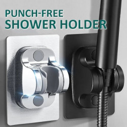 No Drilling Shower Head Bracket Holder: 360° Adjustable ABS Wall Bracket Replacement Waterproof Attachment for Bathroom