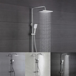 Contemporary Electroplated Wall Mounted Shower System Set: Handshower Included, Mount Outside Ceramic Valve Bath Shower Mixer Ta