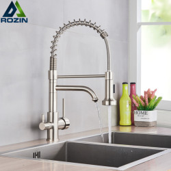 360 Degree Rotation drinking filtered water kitchen Tap Dual Swivel Spout Tap Brushed Nickel Kitchen sink tap