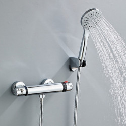 Thermostatic Mixer Valve Set with Pressure Balance Shower System: Handheld Included, Mount Inside