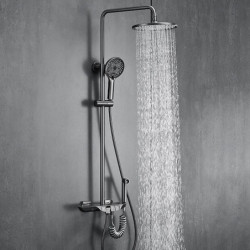 Contemporary Electroplated Wall Mounted Shower System/Thermostatic Mixer Valve Set: Handshower Included Multi Spray Shower, Moun