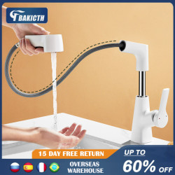New Pull Out Lift Kitchen Tap Single Handle Hot and Cold Water Mixer 360° Rotatable Splashproof Basin Tap Gray Sink Tap
