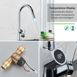 Intelligent Gourmet Kitchen Tap Temperature Display Smart Flexible Kitchen Sink Mixer Tap Extendable Pull Out LED Sprayer