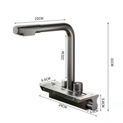 Waterfall Grey Sink Kitchen Taps Pull Out Kitchen Sink Water Tap Hot Cold Mixer Rotation Tap Kitchen Novel Kitchen Accessorie