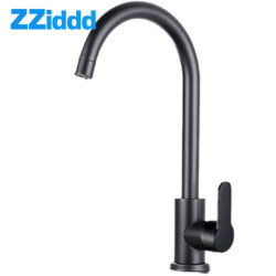 Matte Black Kitchen Tap Single Handle 360 Degree Rotation Kitchen Crane Hot And Cold Water Mixer Tap Deck Mount