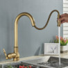 Antique Kitchen Tap Pull Out Spray Kitchen Sink Single Handle Deck Mount Water Crane 360° Rotation Hot Cold Water Mixer Tap