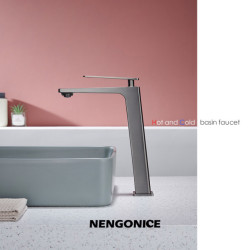 Chrome black plated tall sink Tap bathroom sink Tap cold and hot water basin crane Tap bathroom Tap.