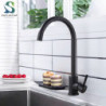 Matte Black Kitchen Tap Single Handle 360 Degree Rotation Kitchen Crane Hot And Cold Water Mixer Tap Deck Mount