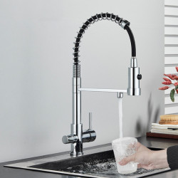 Chrome Filtered Kitchen Tap Pure Water Kitchen Tap Dual Handle Hot & cold Drinking Water Purified Kitchen Mixer Taps