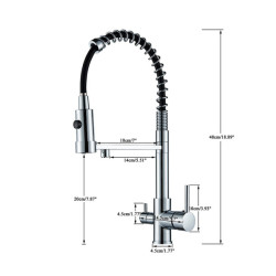 Chrome Filtered Kitchen Tap Pure Water Kitchen Tap Dual Handle Hot & cold Drinking Water Purified Kitchen Mixer Taps