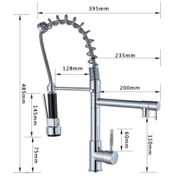 Rozin Chrome Spring Pull Down Kitchen Tap Dual Outlet Spouts 360 Swivel Handheld Shower Kitchen Mixer Crane Hot Cold Taps