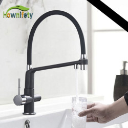 White Blacked Purified Kitchen Tap Spray Stream Modes Click Button Drink Water Hot Cold Filter Mixer Tap