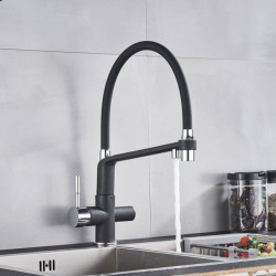 White Blacked Purified Kitchen Tap Spray Stream Modes Click Button Drink Water Hot Cold Filter Mixer Tap