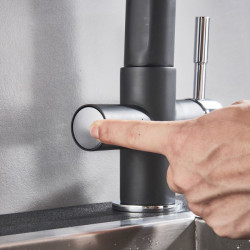 White Blacked Purified Kitchen Tap Spray Stream Modes Click Button Drink Water Hot Cold Filter Mixer Tap