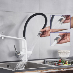 White Blacked Purified Kitchen Tap Spray Stream Modes Click Button Drink Water Hot Cold Filter Mixer Tap