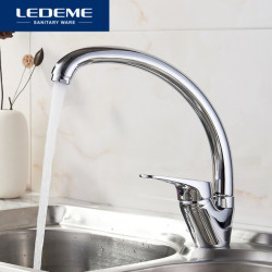 360 Degree Rotation Kitchen Tap Sink Brass Chrome Cold And Hot Mixer Tap Curved Outlet Pipe Taps Single Handle L5913