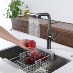 Pull Out Multifunctional Kitchen Tap Hot and Cold Water Tap Rotatable Deck Mounted Water Mixer for Better Cleaning