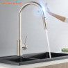 Black Sensor Kitchen Taps Stainless Steel Smart Induction Pull Out Mixed Tap Single Handle Touch Control 360 Rotation Tap