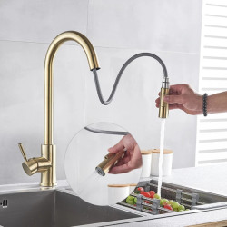 Black Sensor Kitchen Taps Stainless Steel Smart Induction Pull Out Mixed Tap Single Handle Touch Control 360 Rotation Tap