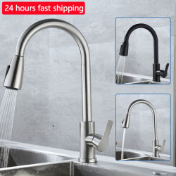 Kitchen Tap Stainless Steel Taps Hot Cold Water Mixer Tap 2 Function Stream Sprayer Single Handle Pull Out Kitchen Taps