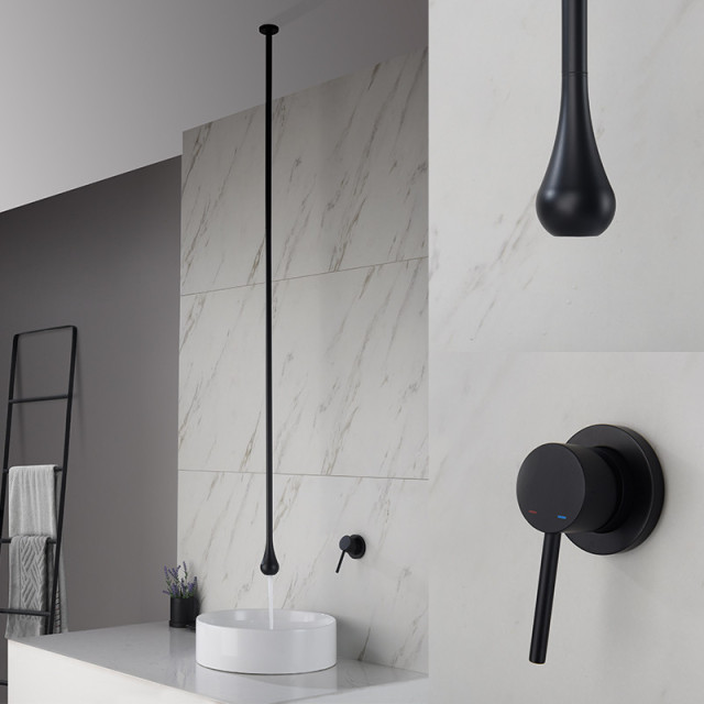 Water Drop Hang Ceiling Tap Bathroom Basin Bathtub Tap Solid Brass Wall Mounted Hot Cold Water Sink Mixer Tub Hardware