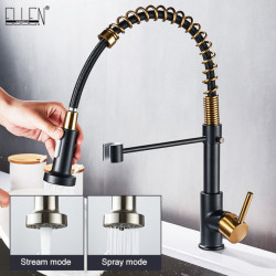 Deck Mounted Flexible Kitchen Taps Pull Out Mixer Tap Black Hot Cold Kitchen Tap Spring Style with Spray Mixers Taps