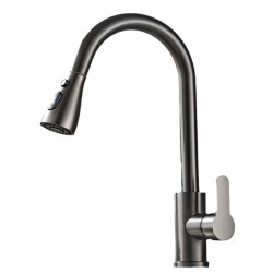 Brushed Nickel Kitchen Tap Single Hole Pull Out Kitchen Sink Mixer Tap Stream Sprayer Head Mixer Deck Mounted Hot Cold Tap