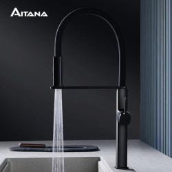 High end black brass kitchen Tap magnetic suction design 2 function single handle cold and hot dual control sink Tap