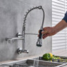 Chrome Black Pull Down Kitchen Tap Single Cold Water Dual Swive Spout Mixer Wall Mounted Tap 360 Rotation Bathroom Tap