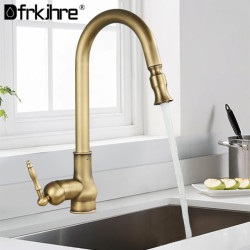 Antique Kitchen Taps Pull Out Kitchen Sink Mixer Tap Deck Mounted Single Handle Cold Hot Water Mixer Tap 360 Rotation Crane