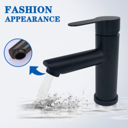 Basin Sink Bathroom Tap Deck Mounted Hot Cold Water Basin Mixer Taps Matte Black Lavatory Sink Tap Crane