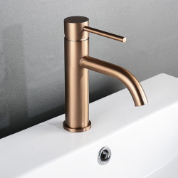 Brushed Rose Gold Bathroom Washbasin Tap Deck Mounted Single Hole & Handle Cold And Hot Mixer Water Tap