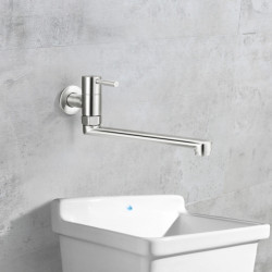 Kitchen Tap 180 Degree Rotation Sink Mop Pool Tap Stainless Steel Lengthened Wall Mounted Single Cold Water Taps