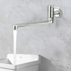 Kitchen Tap 180 Degree Rotation Sink Mop Pool Tap Stainless Steel Lengthened Wall Mounted Single Cold Water Taps