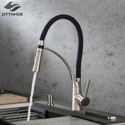 Black LED Kitchen Sink Tap Swivel Pull Down Kitchen Tap Sink Tap Mounted Deck Bathroom Mounted Hot and Cold Water Mixer